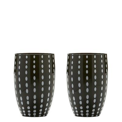 Zafferano Perle Schwarzes Glas - Farbiges mundgeblasenes Glas, 32 cl, handgefertigt - Set mit 2 handgefertigten Bechern für Wasser oder Cocktails