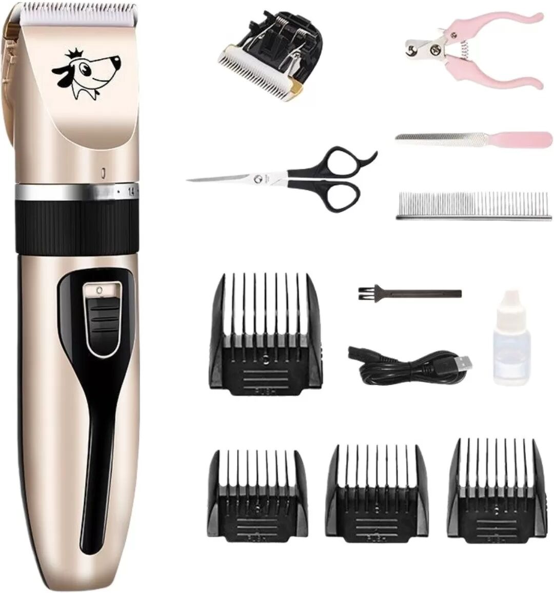 INF Tondeuse Professionnelle pour Animaux C6 Standard Grande Taille + Ensemble de Quatre Pièces + Tête de Lame