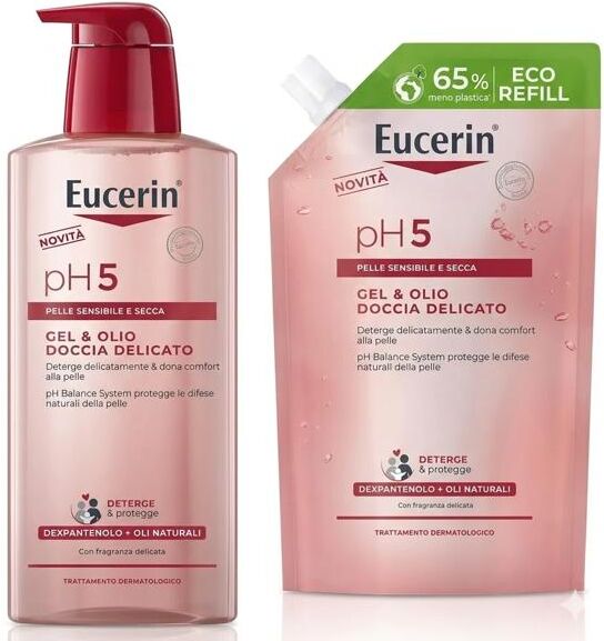 Eucerin pH5 Gel & Olio Doccia Dermoprotettivo Delicato Pelle Sensibile 400 ml + REFILL 400 ml