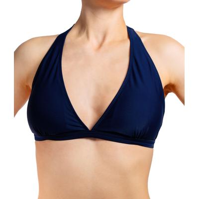 Triangel-Bikini-Top AQUARTI "Bikini Oberteil Damen Bikini Top Oberteil Triangel Neckholder Push Up Padded Zum Binden", Damen, Gr. 42, N-Gr, blau (design 041, zum binden, dunkelblau), Obermaterial: 80% Polyamid PA. 20% Elasthan EL., Bikini-Oberteile