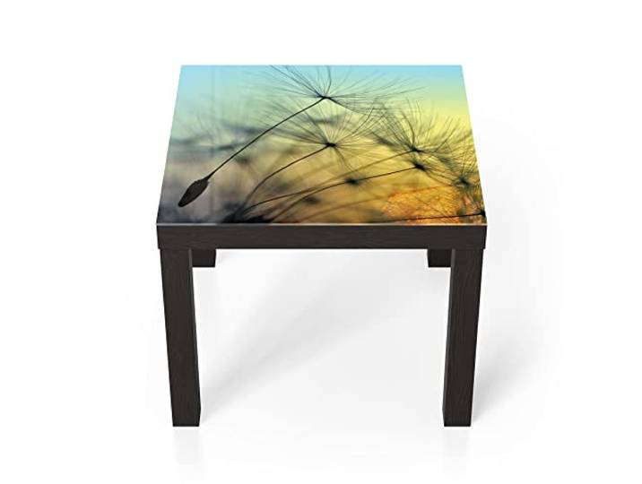 DEQORI Glastisch schwarz klein 55x55 cm Motiv Schirmchen in Abendsonne ausgefallener Beistelltisch aus Glas Hochglanz Couchtisch fürs Wohnzimmer moderner Couch Tisch mit Design
