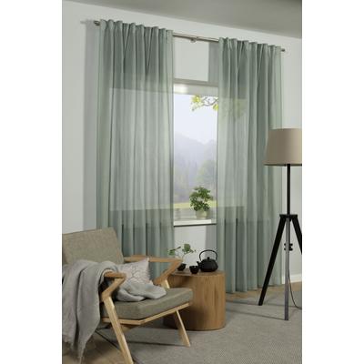 Gardine GARDINIA "GRS Schal Zen Silence mit Gardinenband", grün, B:135cm H:245cm, Obermaterial: 100% Kunststoff, Gardinen, Gardine, blickdicht, Kunststoff, Stoff aus 50 % recyceltes Polyester