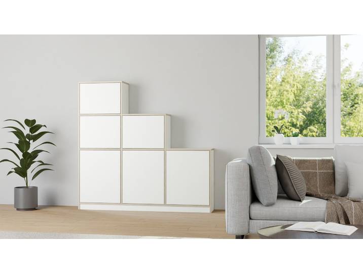 Stufenregal mit Türen Premium Dekore Weiß Multiplex Kante