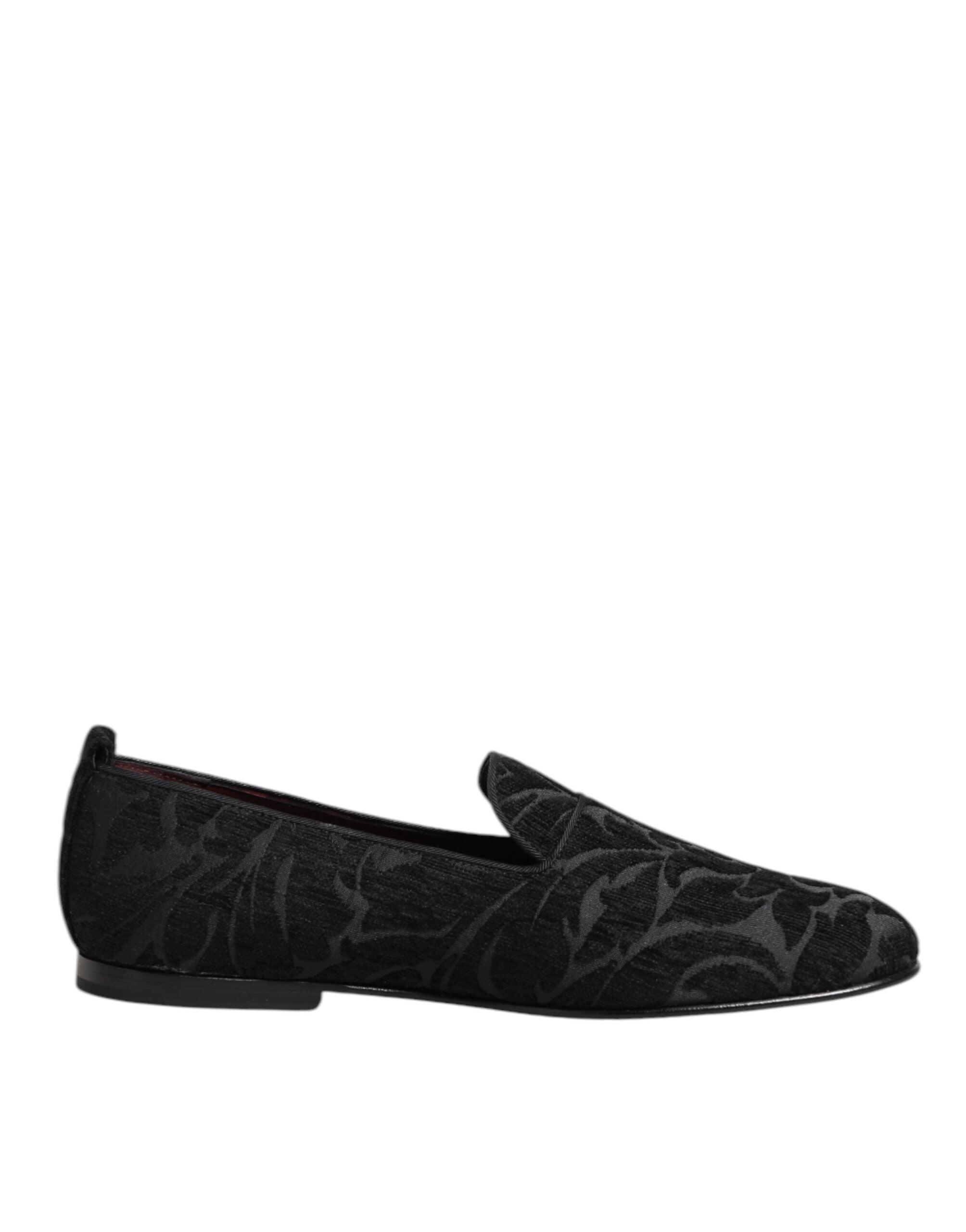 Dolce & Gabbana Zwarte Brokaat Instapschoenen voor Mannen