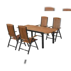 Merxx Athos Set 5tlg., 4 Klappsessel, 1 Tisch 150(200) x 90 cm, Aluminium