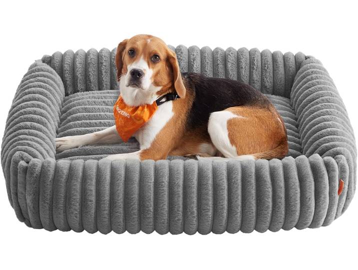 Orthopädisches Hundebett waschbar flauschig 91x68x18 cm grau
