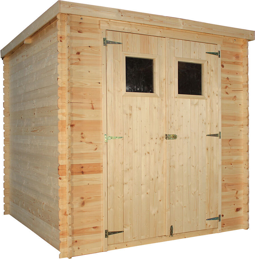 Blockbohlen Gartenhaus 19 mm Wien mit Flachdach - L: 200 cm x B: 200 cm - inkl. Dachpappe