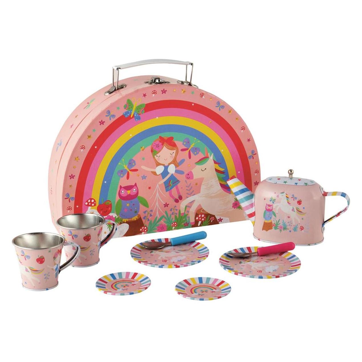 Rock FLOSS & Rainbow Fairy Tin Tea Set is Semi Circle Foiled Case - 40P3571 (40P3571)