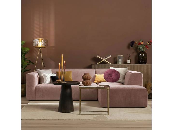 Bronx71 Ecksofa Memphis Chenille pink rechts