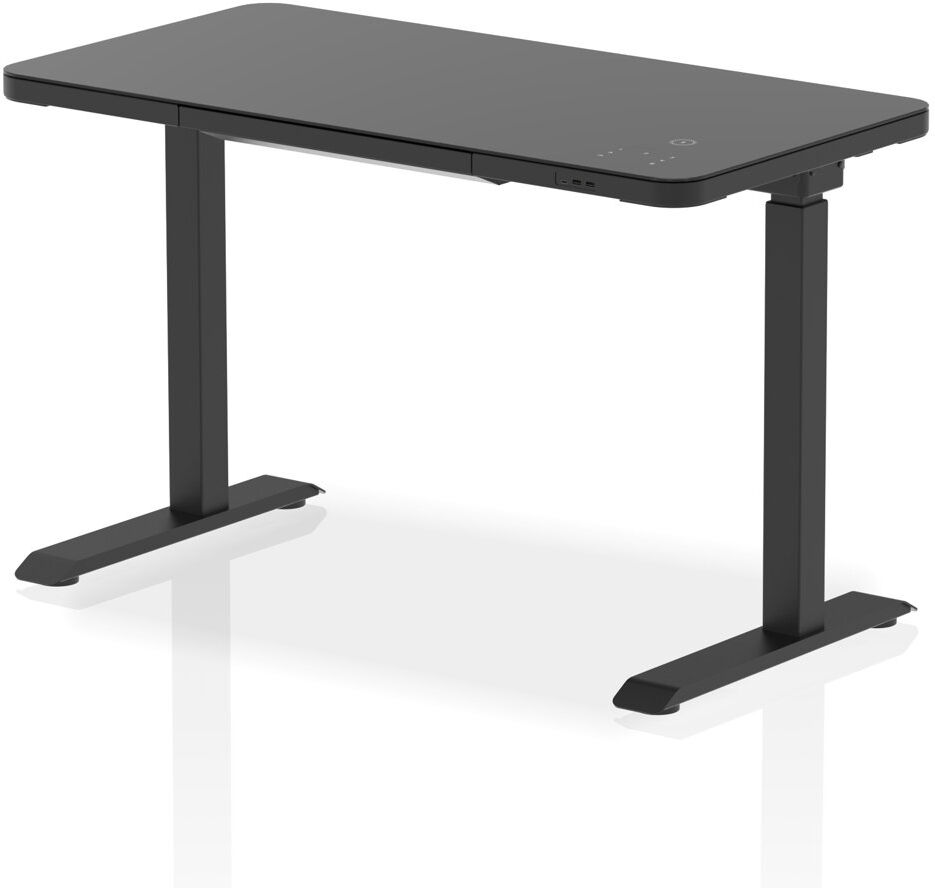 Dynamic Office Seating Adjustable Height Glass Steel Standing Desk Black 120cm W X 60cm D