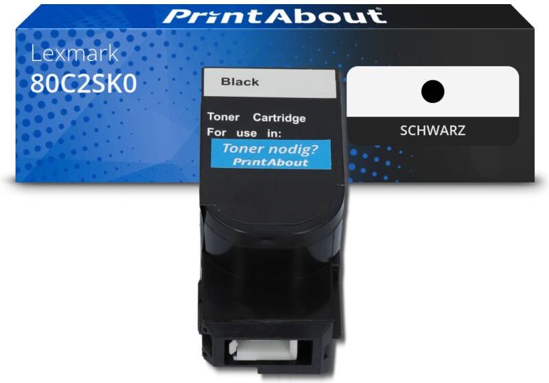 PrintAbout Toner kompatibel mit Lexmark 80C2SK0 (802SK) - Schwarz