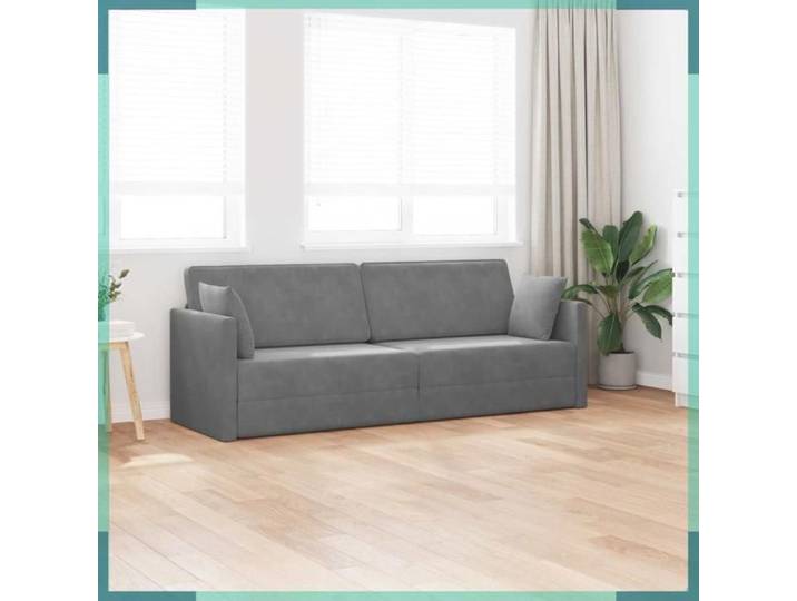 Canapé-lit - 4106727 - 3 places (200 cm) - Velours gris foncé - Mousse & cadre métal