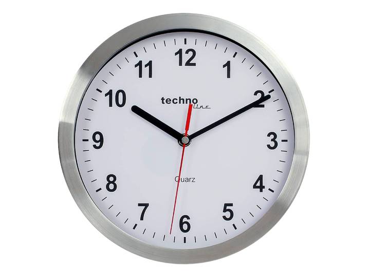Wanduhr WT 7650 Metallgehäuse Ø 25cm Silber