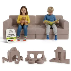 Juskys Kinder Spielsofa Kayo - Rosa, baubare Stapelsteine für Kinder, pflegeleichte Kindercouch aus Cord