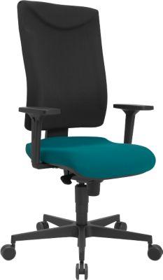 Schäfer Shop Pure Bürostuhl SSI Proline P1 ECO, mit Armlehnen, Synchronmechanik, Bandscheibensitz, Recycling-Kunststoff, schwarz/petrol