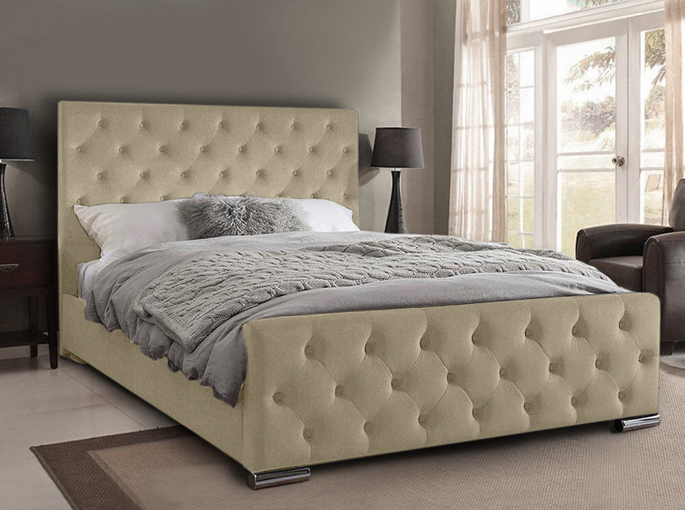 Mercer41 Carlos Upholstered Bed Frame Coffee Double (4'6)