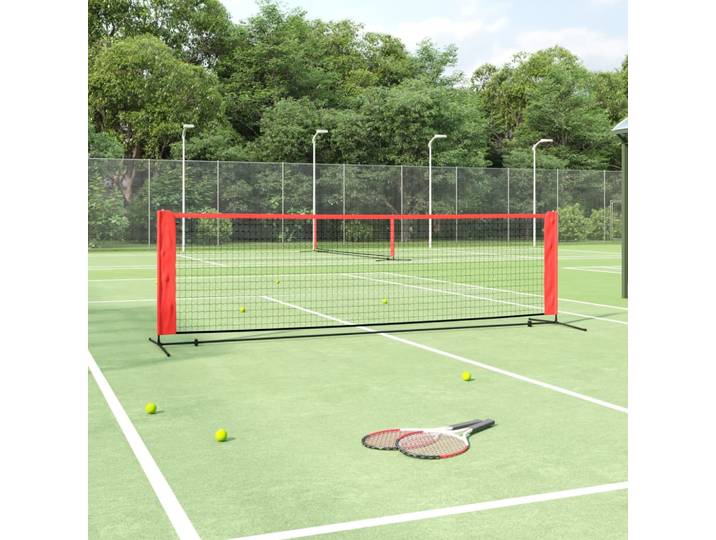 vidaXL Tennisnetz Schwarz und Rot 300x100x87 cm Polyester