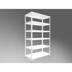 Schraubregal Biedrax 30 x 150 x 180 cm, Weiß, 6 Fachböden, Fachlast 150 kg pro Fachboden