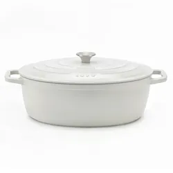 La Fonderie 1890 Runder Schmortopf IENA36 aus emailliertem Gusseisen 36 cm, Fassungsvermögen 7,7 L, Beige