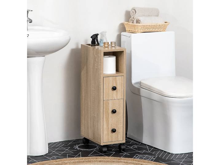 kleankin Porte-Papier Toilette 3 Niveaux Chêne Clair