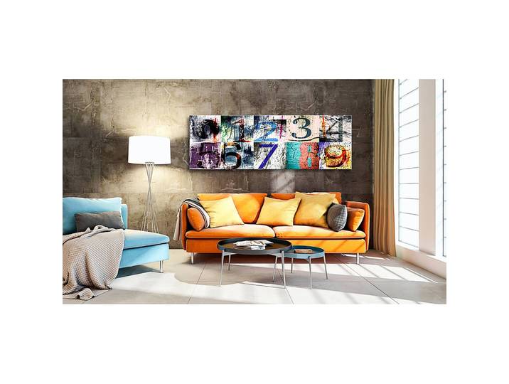 Bild Colourful Numbers Leinen Multicolor 120 x 40cm