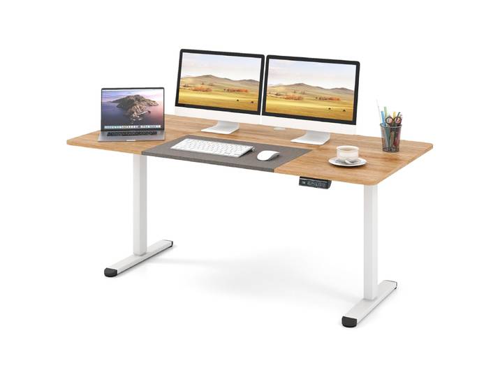 Elektrisch Sta-bureau 140 x 70 cm In Hoogte Verstelbaar Bureau Ergonomisch Zit-sta-bureau-Naturel