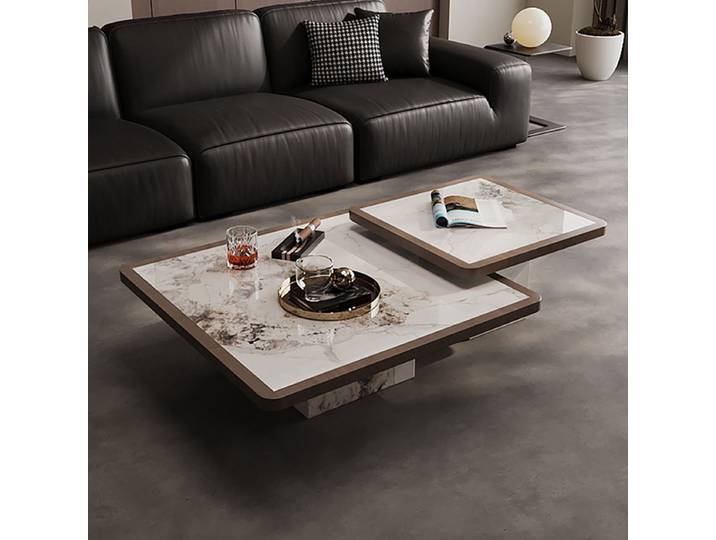 Table basse moderne en marbre pour salon et hôtel, design carré nordique