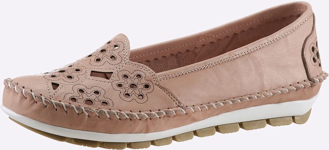 Slipper GEMINI, Damen, Gr. 38, rot (rosenholz), Glattleder, Schuhe Slipper rosenholz 38