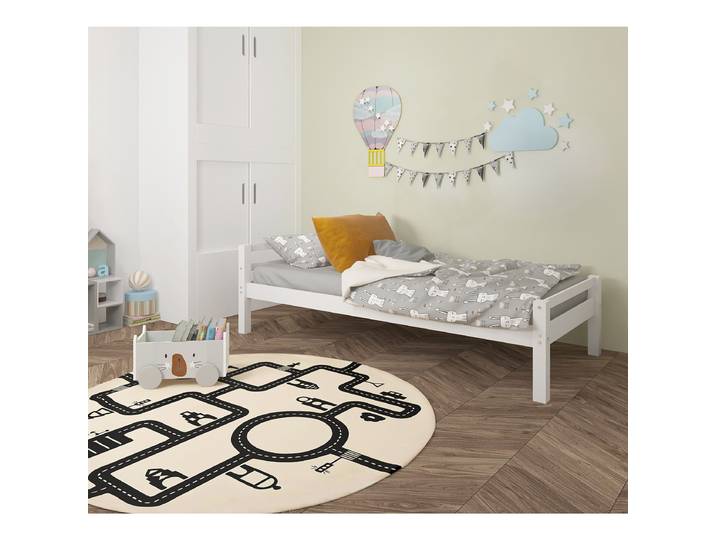 Massivholzbett Obispa 90 x 200cm Massivholz Kiefer, lackiert Weiß/Kiefer Weiß Kiefer