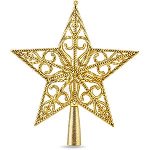 TK-Gruppe Christbaumspitze 98404, glänzend, gold, Stern mit Ornamenten, aus Kunststoff, 18 x 21 cm