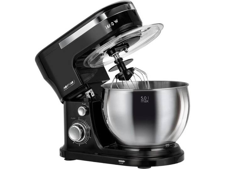 MPM Stabmixer MPM MRK-21 Küchenmaschine mit 2 Schüsseln 1600 W Schwarz, 2 Schüsseln, 6 Geschwindigkeitsstufen, Pulsfunktion