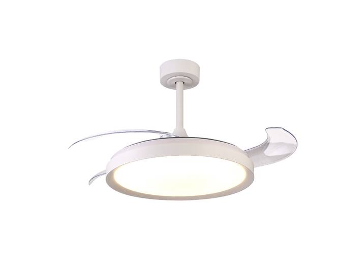 Plafonnier Design\, Ventilateur Plafond Led Mistral Blanc En Metal\, Mantra