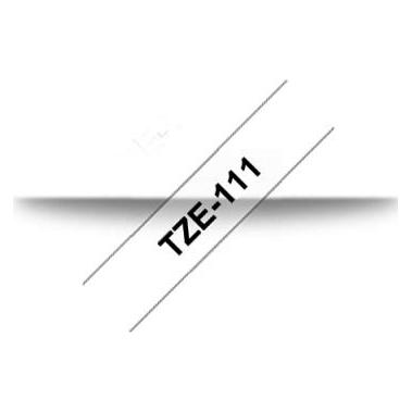 Brother TZE111 Etiketten erstellendes Band TZ (0.60 cm, Schwarz, Transparent) (TZE111)
