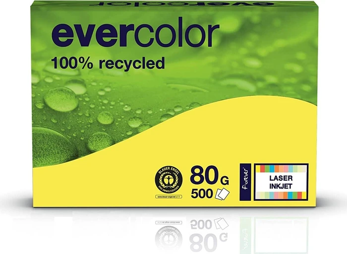 Clairefontaine Recyclingpapier Evercolor gelb DIN A4 80 g/qm 500 Blatt