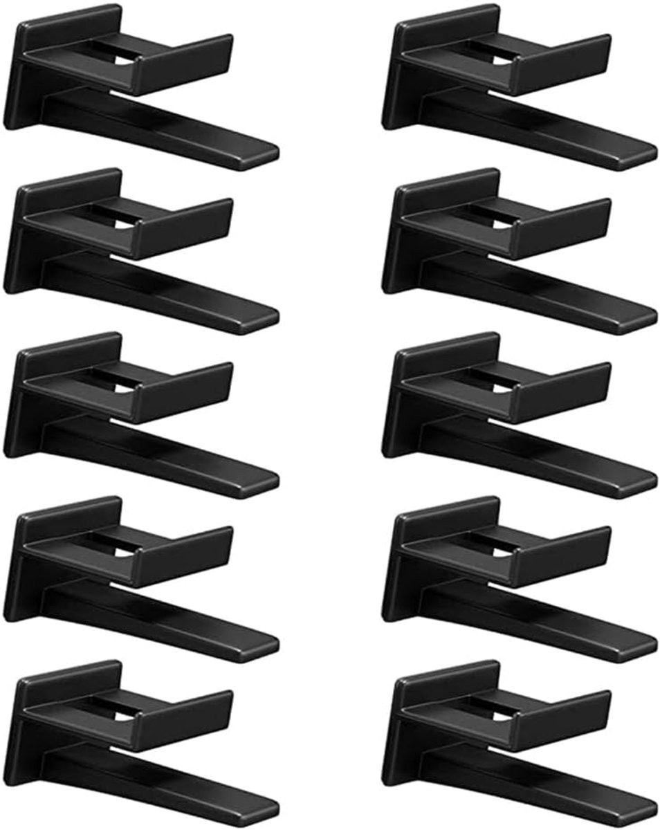 10 stuks Zelfklevende Hoed Haken - Cap Organizer - Muur Opslag - Zwart