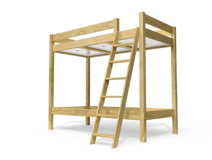 Lit superposé 2 places 90x190 échelle inclinée bois ABC 90x190 Miel