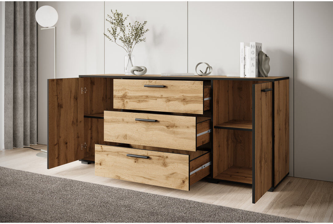 Metro Dejanai "Toga" Chest Of Drawers 150 Cm Wotan Oak 68cm H X 150cm W X 40cm D
