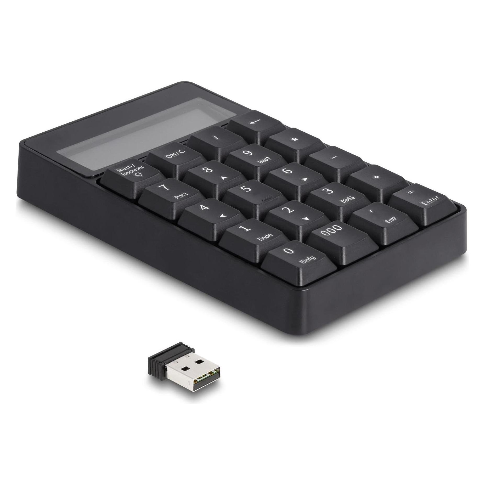 Delock USB Typ-A Nummernblock kabellos 2,4GHz Taschenrechner (Nummernblock, Kabellos) (12113)