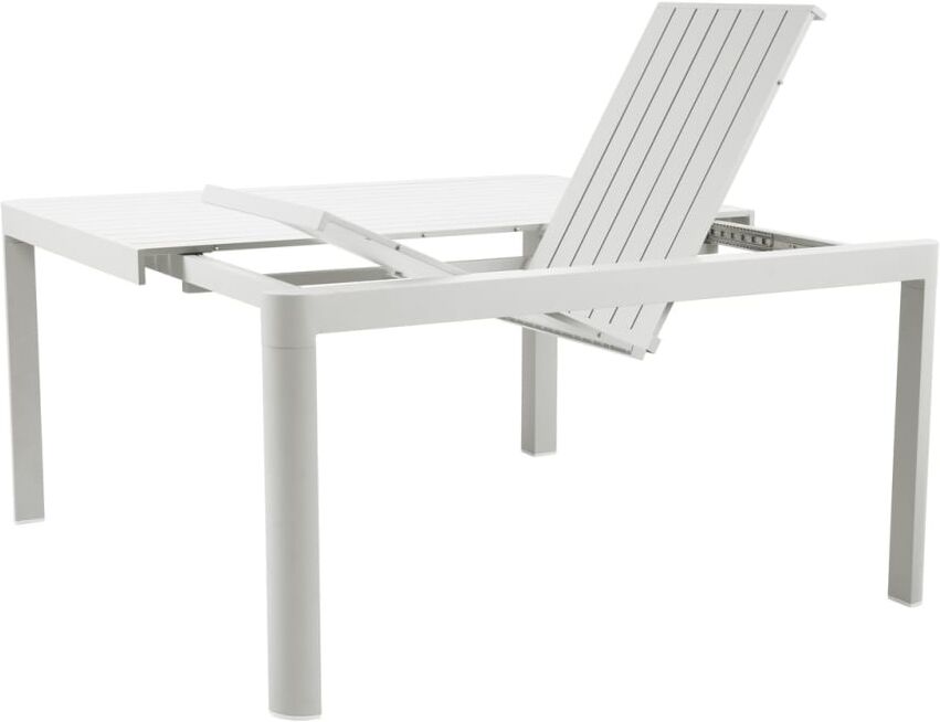 Decowood Table extensible extérieur aluminium blanc mat 98-150x150cm Blanc 150x76x150cm
