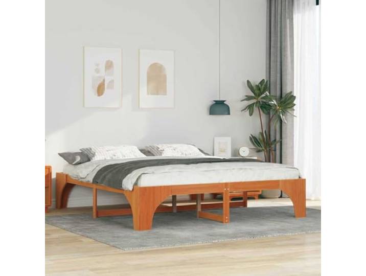 YUTAASU Bettrahmen Braun 200 x 200 cm Massives Kiefernholz Plattform-Lattenrost, Modernes Design, Robust, Stabil, Pflegeleicht