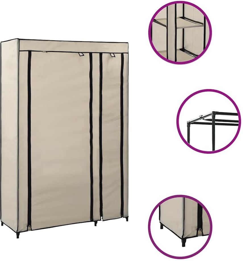 vidaXL Garde-robe pliable Crème 110x45x175 cm Tissu