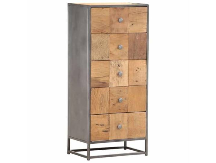 HKQWPBF Highboard mit 4 Schubladen aus Altholz Massivholz 45x30x100 cm Wiederverwertetes Massivholz, Teak Akazie Mango Salbaum, handgefertigt, Vintage-Stil, nachhaltig, 45x30x100 cm