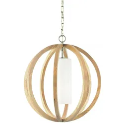 Elstead Lighting, Pendelleuchte, Allier Hängeleuchte E27 58cm Helles Holz, Stahl gebürstet (E27)