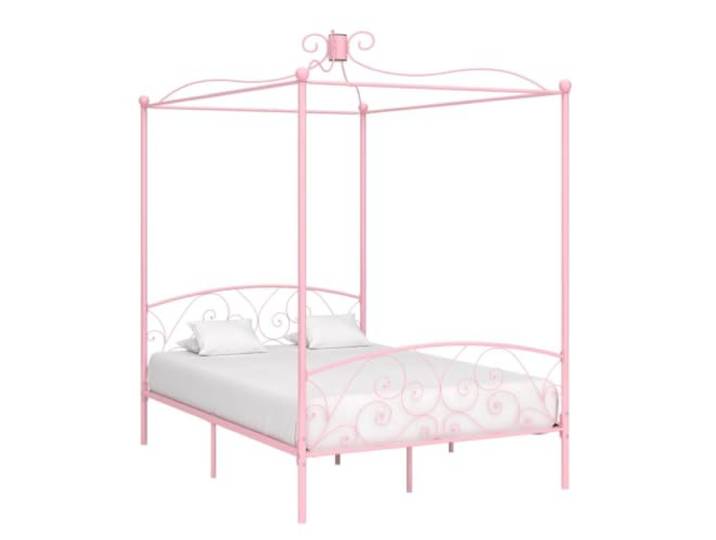 RJPLMFV Bettrahmen für Himmelbett, Metall, 140 x 200 cm, Rosa Mit Lattenrost, robuste Struktur, ohne Matratze, für klassisches Schlafzimmer