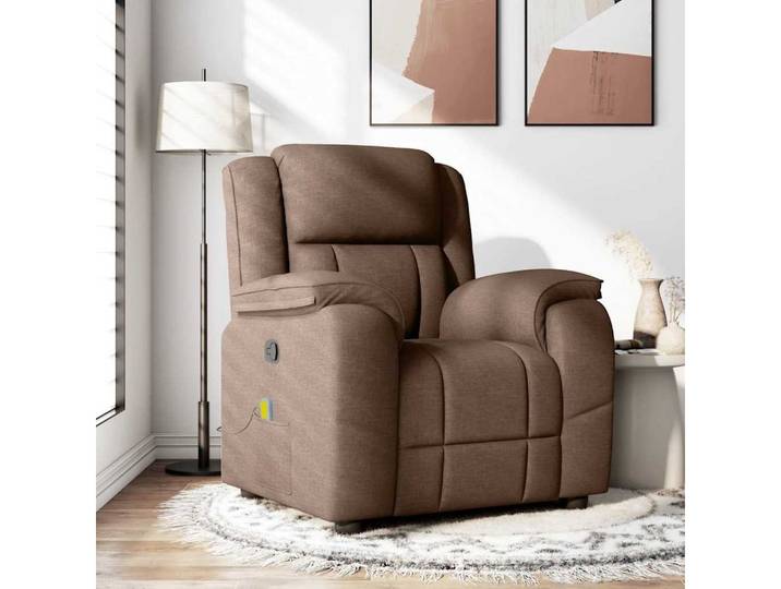 vidaXL Massagesessel, Massagesessel Braun Stoff