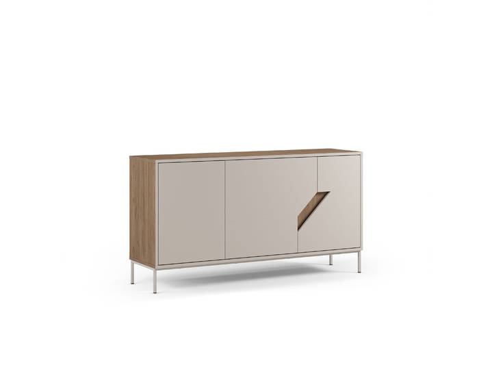 Buffet LILOU - Chêne Artisan & Crème - 3 portes - L150 x P40 x H80 cm