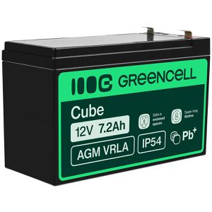 Green-Cell AGM-Batterie VRLA AGM05, 12 V, 7,2 Ah, Faston 4,8 mm Anschluss