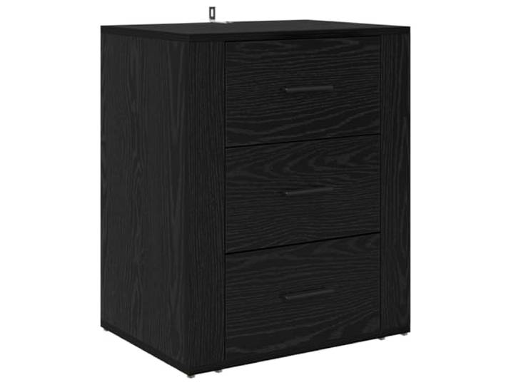 Tmriohed Nachttisch Schwarz Eichen-Optik 35x50x60 cm Holzwerkstoff Kompakte Beistellkommode mit 3 Schubladen für Schlafzimmer und Wohnzimmer. Stabile Konstruktion bis 60 kg Belastbarkeit.