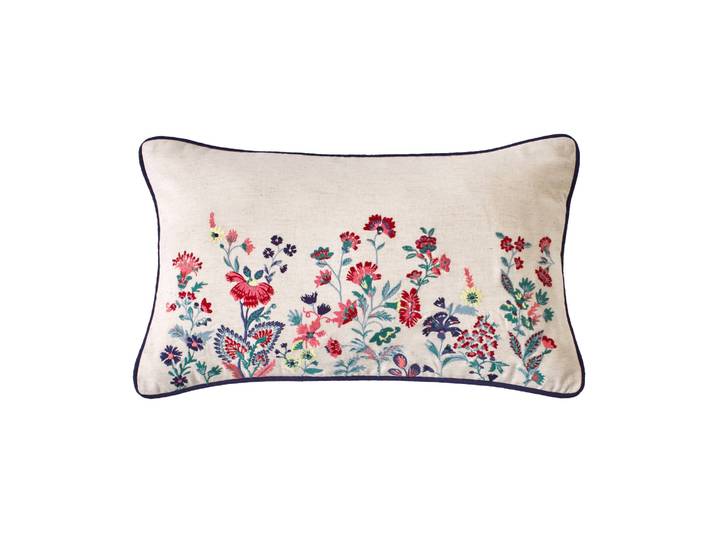 Coussin brodé fleurs Folk - Blancheporte