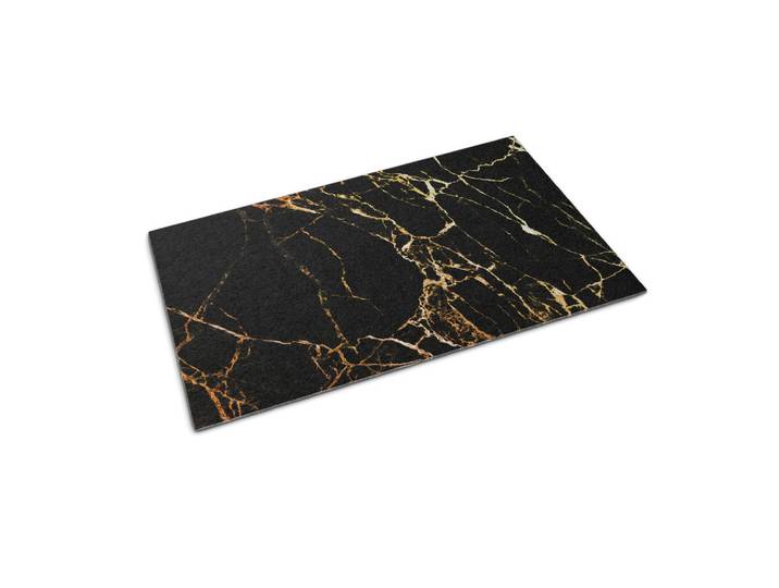 Tulup Fussmatte 150 x 100 cm Marmoroptik, Schwarz, Dunkelorange, 150x100 cm, Teppiche und Böden, Schmutzfangmatten, Fußmatten